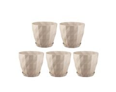 Omnipazar SO-KRT2 Dekoratif Kristal Saksı Takımı 1.15 lt Kirli Beyaz 5 Adet