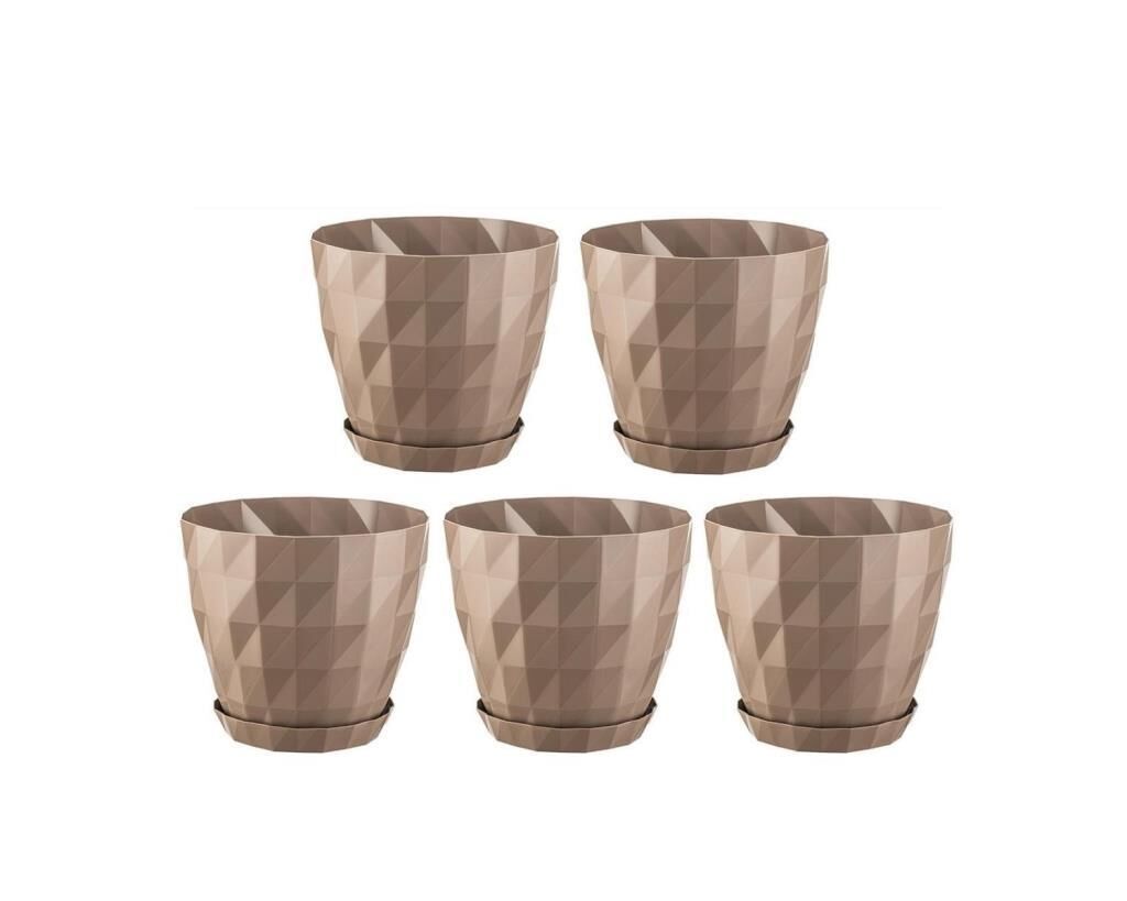 Omnipazar SO-KRT2 Dekoratif Kristal Saksı Takımı 1.15 lt Mocha 5 Adet