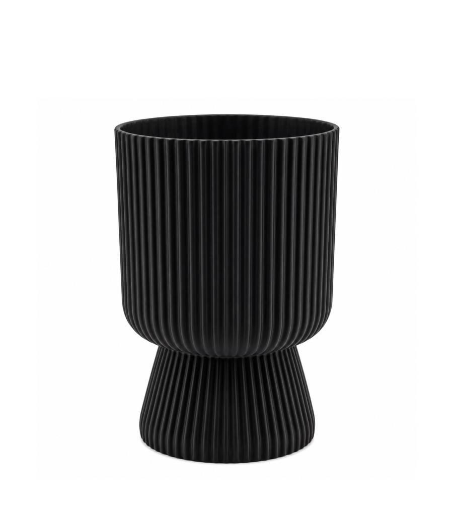 Omnipazar SO-LTSA02 Lotus Ayaklı Plastik Vazo Çiçek Saksı 5 Litre No: 2 Siyah