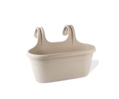 Omnipazar KRS-350 Dekoratif Plastik İnci Askılı Balkon Saksı 6.2 Litre Bej