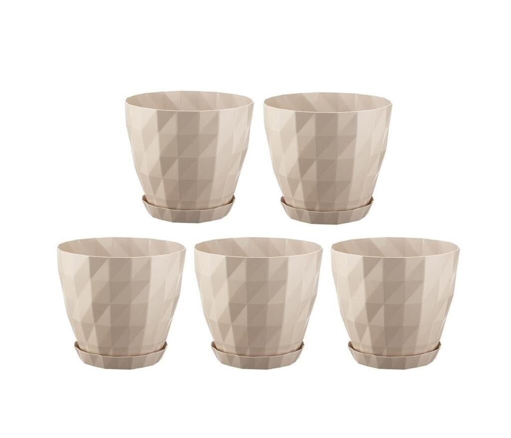 Omnipazar SO-KRT3 Dekoratif Kristal Saksı Takımı 1.85 lt Kirli Beyaz 5 Adet