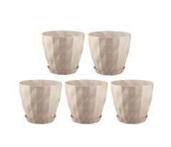 Omnipazar SO-KRT3 Dekoratif Kristal Saksı Takımı 1.85 lt Kirli Beyaz 5 Adet