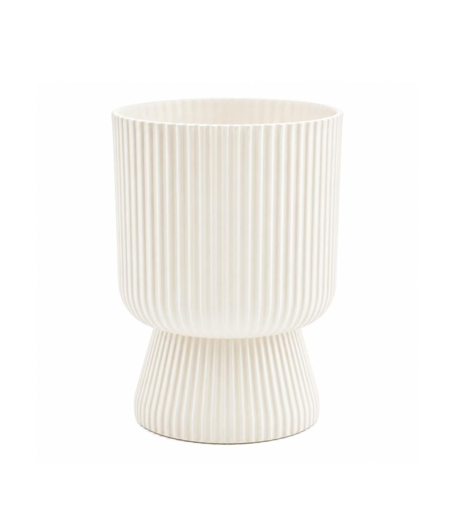 Omnipazar SO-LTSA02 Lotus Ayaklı Plastik Vazo Çiçek Saksı 5 Litre No: 2 Beyaz