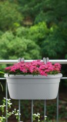 Omnipazar KRS-350 Dekoratif Plastik İnci Askılı Balkon Saksı 6.2 Litre Gri