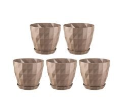 Omnipazar SO-KRT3 Dekoratif Kristal Saksı Takımı 1.85 lt Mocha 5 Adet