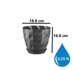 Omnipazar SO-KRT4 Dekoratif Kristal Saksı Takımı 3.25 lt Antrasit 5 Adet