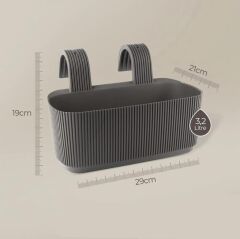 Omnipazar KRS-249 Dekoratif Plastik Pera Askılı Balkon Saksı 3.2 Litre Kahverengi