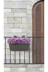 Omnipazar KRS-249 Dekoratif Plastik Pera Askılı Balkon Saksı 3.2 Litre Kahverengi