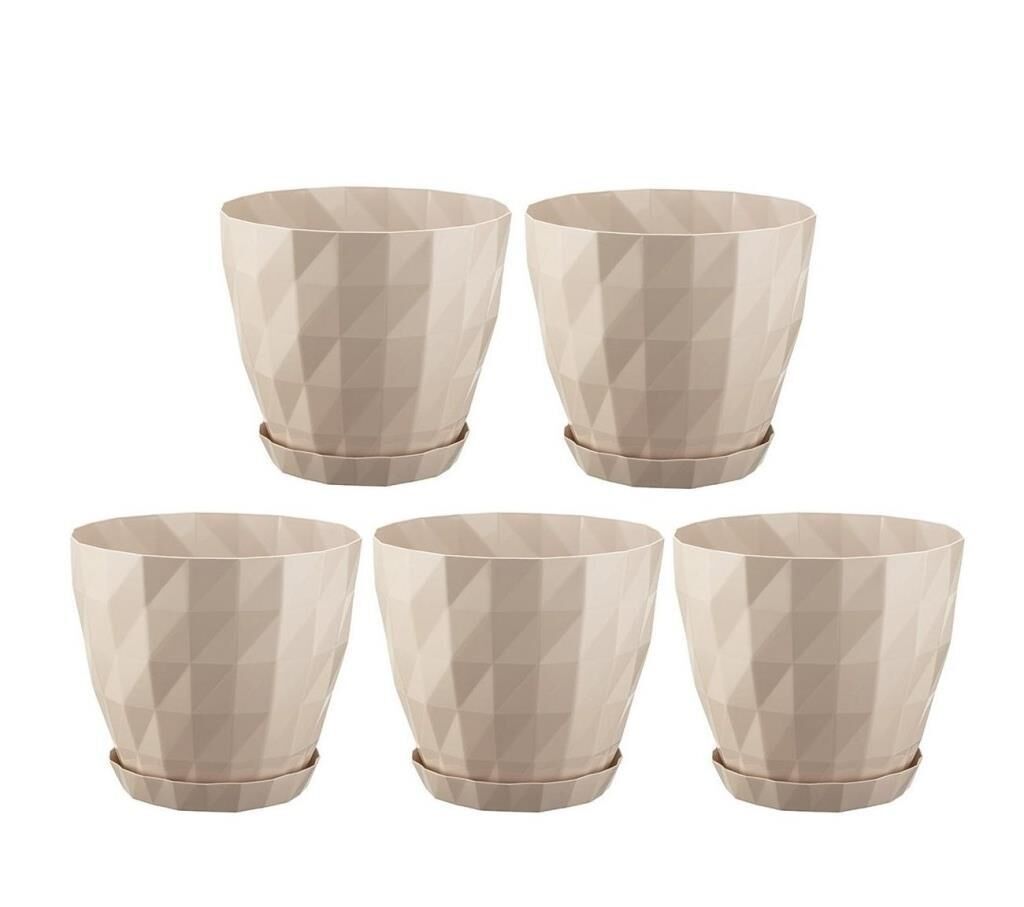 Omnipazar SO-KRT4 Dekoratif Kristal Saksı Takımı 3.25 lt Kirli Beyaz 5 Adet