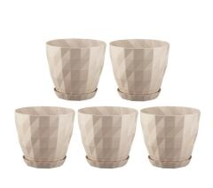 Omnipazar SO-KRT4 Dekoratif Kristal Saksı Takımı 3.25 lt Kirli Beyaz 5 Adet