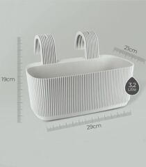 Omnipazar KRS-249 Dekoratif Plastik Pera Askılı Balkon Saksı 3.2 Litre Gri
