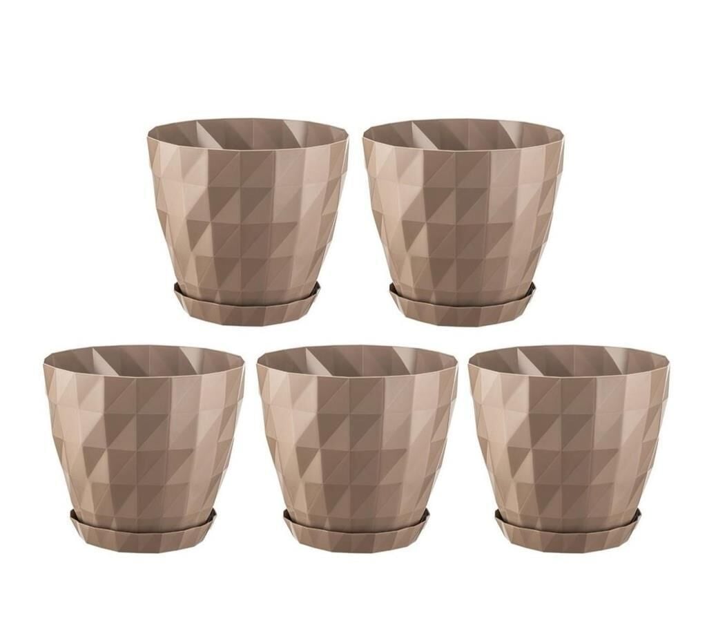 Omnipazar SO-KRT4 Dekoratif Kristal Saksı Takımı 3.25 lt Mocha 5 Adet