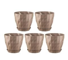 Omnipazar SO-KRT4 Dekoratif Kristal Saksı Takımı 3.25 lt Mocha 5 Adet