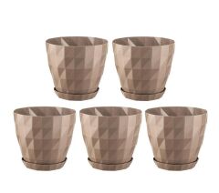 Omnipazar SO-KRT4 Dekoratif Kristal Saksı Takımı 3.25 lt Mocha 5 Adet