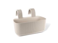 Omnipazar KRS-249 Dekoratif Plastik Pera Askılı Balkon Saksı 3.2 Litre Krem