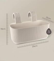 Omnipazar KRS-249 Dekoratif Plastik Pera Askılı Balkon Saksı 3.2 Litre Krem