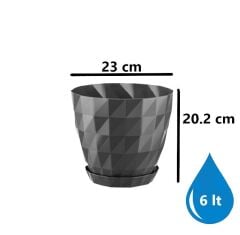 Omnipazar SO-KRT5 Dekoratif Kristal Saksı Takımı 6 lt Antrasit 5 Adet