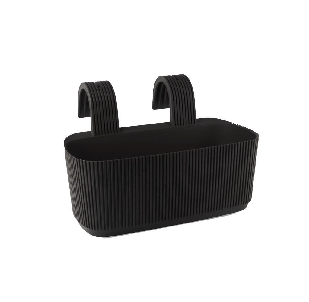 Omnipazar KRS-249 Dekoratif Plastik Pera Askılı Balkon Saksı 3.2 Litre Siyah