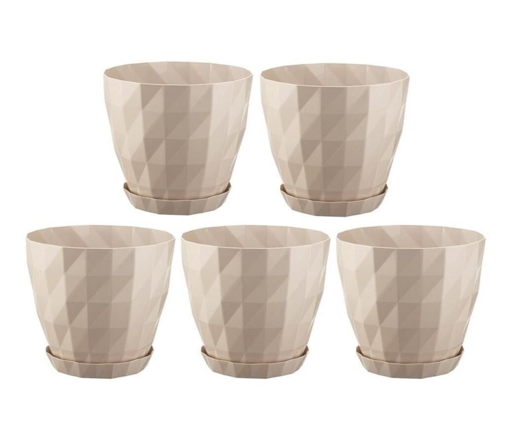 Omnipazar SO-KRT5 Dekoratif Kristal Saksı Takımı 6 lt Kirli Beyaz 5 Adet