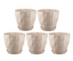 Omnipazar SO-KRT5 Dekoratif Kristal Saksı Takımı 6 lt Kirli Beyaz 5 Adet