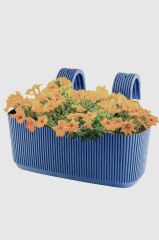 Omnipazar KRS-249 Dekoratif Plastik Pera Askılı Balkon Saksı 3.2 Litre Gök Mavi