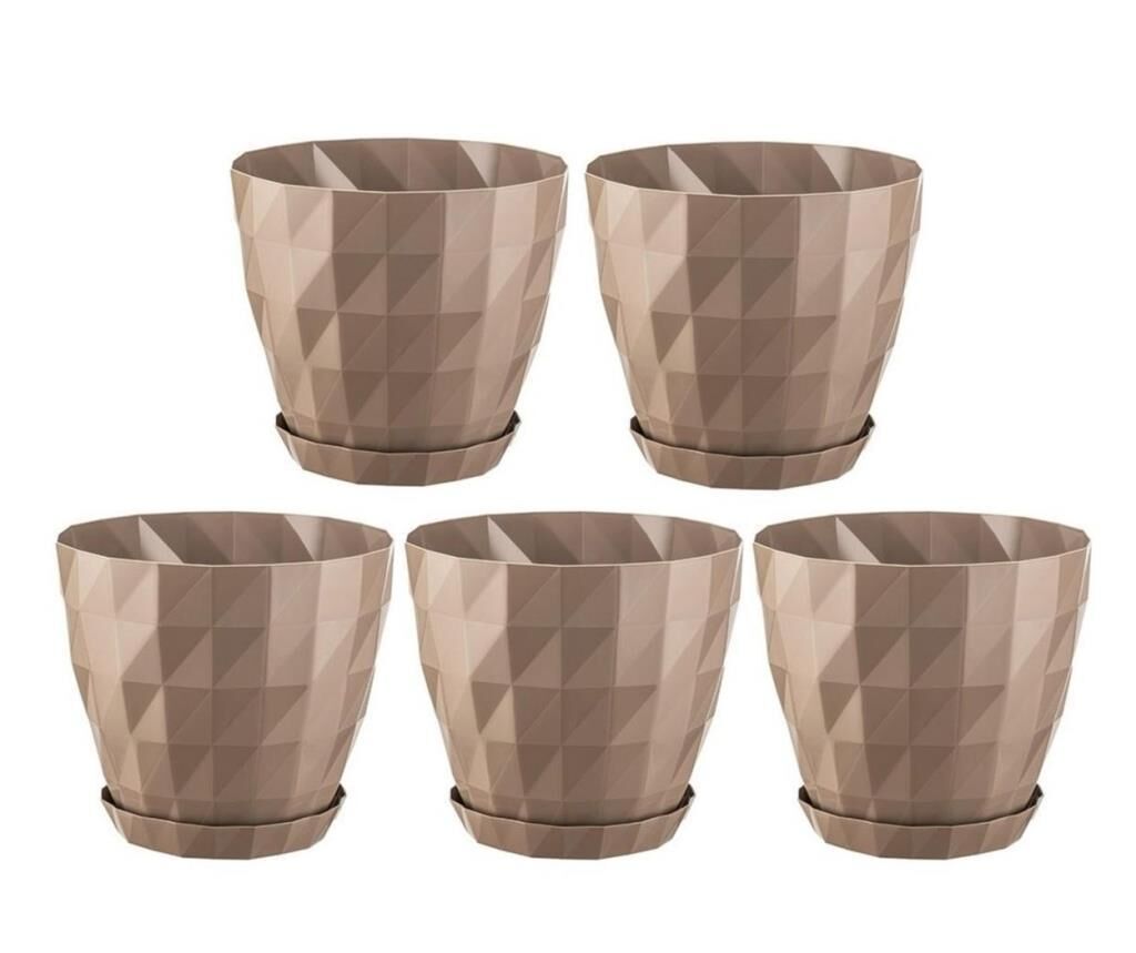 Omnipazar SO-KRT5 Dekoratif Kristal Saksı Takımı 6 lt Mocha 5 Adet