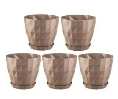 Omnipazar SO-KRT5 Dekoratif Kristal Saksı Takımı 6 lt Mocha 5 Adet