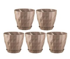 Omnipazar SO-KRT5 Dekoratif Kristal Saksı Takımı 6 lt Mocha 5 Adet