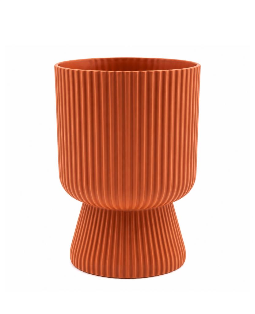 Omnipazar SO-LTSA03 Lotus Ayaklı Plastik Vazo Çiçek Saksı 10,5 Litre No: 3 Turuncu