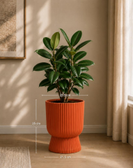 Omnipazar SO-LTSA03 Lotus Ayaklı Plastik Vazo Çiçek Saksı 10,5 Litre No: 3 Turuncu