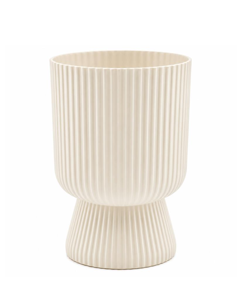 Omnipazar SO-LTSA03 Lotus Ayaklı Plastik Vazo Çiçek Saksı 10,5 Litre No: 3 Bej