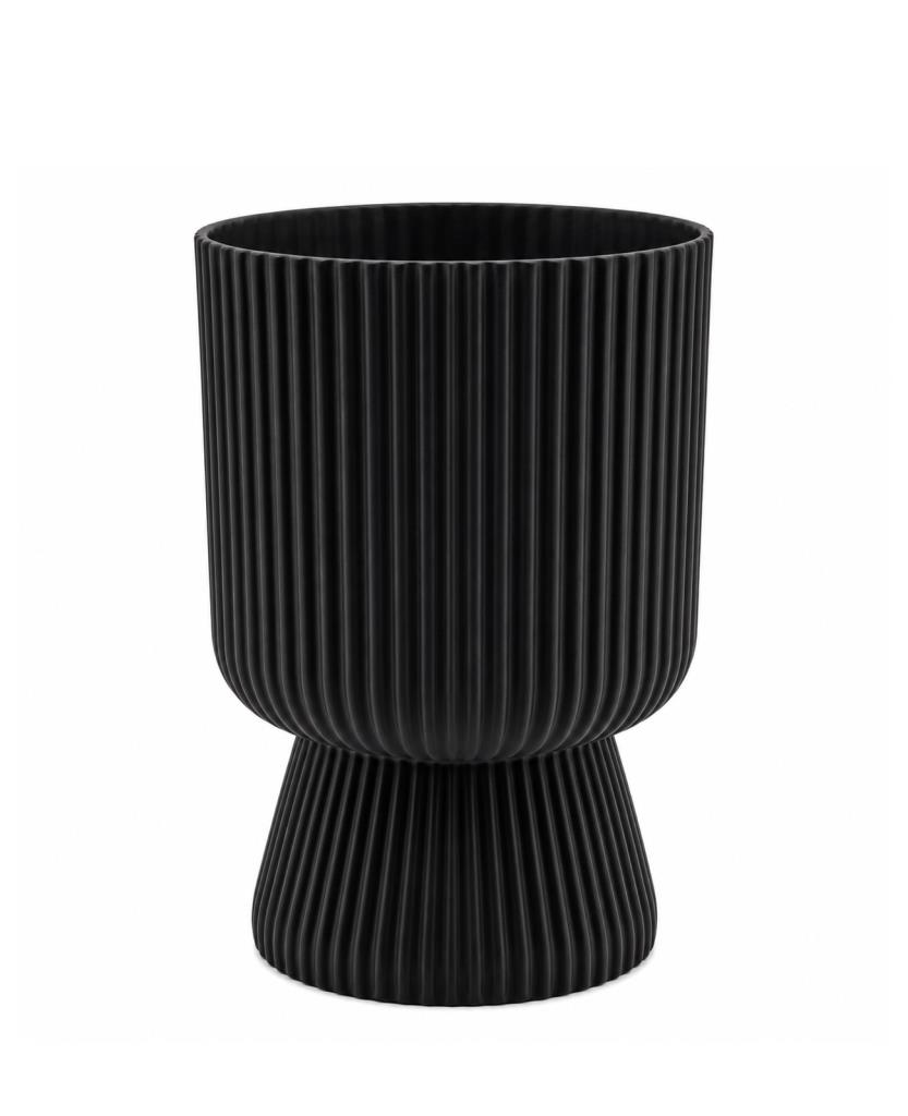 Omnipazar SO-LTSA03 Lotus Ayaklı Plastik Vazo Çiçek Saksı 10,5 Litre No: 3 Siyah