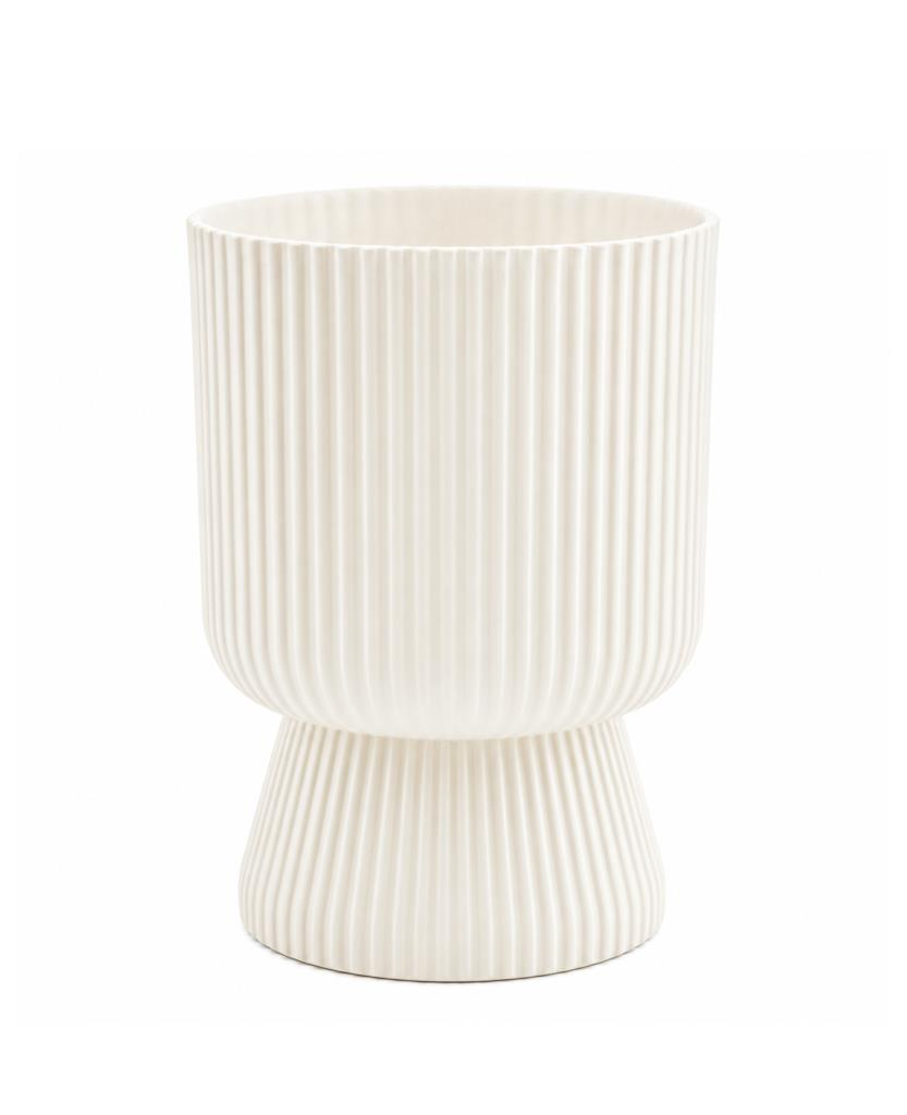 Omnipazar SO-LTSA03 Lotus Ayaklı Plastik Vazo Çiçek Saksı 10,5 Litre No: 3 Beyaz