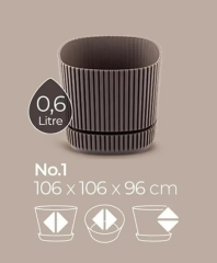 Omnipazar KRS-241 Pera Kare Dekoratif Kaktus Sukulent Saksı 0,60 Litre No 1 Kahverengi