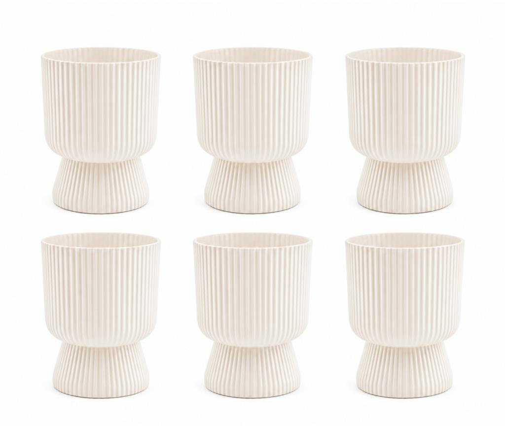SO-LTSA03 Lotus Ayaklı Plastik Vazo Çiçek Saksı 10,5 Lt No: 3 Beyaz 6 Adet
