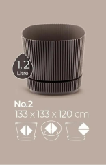 Omnipazar KRS-242 Pera Kare Dekoratif Kaktus Sukulent Saksı 1,20 Litre No 2 Kahverengi