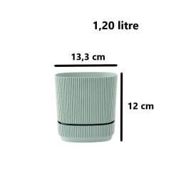 Omnipazar KRS-242 Pera Kare Dekoratif Kaktus Sukulent Saksı 1,20 Litre No 2 YEŞİL