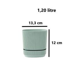 Omnipazar KRS-242 Pera Kare Dekoratif Kaktus Sukulent Saksı 1,20 Litre No 2 YEŞİL