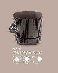 Omnipazar KRS-243 Pera Kare Dekoratif Kaktus Sukulent Saksı 2,3 Litre No 3 Kahverengi