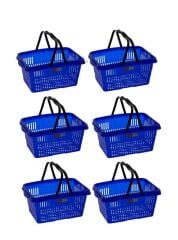 Omnipazar SY-2260 Çift Saplı Plastik Market Taşıma Sepeti Mavi 6 Adet