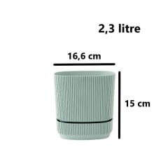 Omnipazar KRS-243 Pera Kare Dekoratif Kaktus Sukulent Saksı 2,3 Litre No 3 YEŞİL