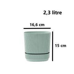 Omnipazar KRS-243 Pera Kare Dekoratif Kaktus Sukulent Saksı 2,3 Litre No 3 YEŞİL
