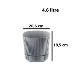 Omnipazar KRS-244 Pera Kare Dekoratif Kaktus Sukulent Saksı 4,6 Litre No 4 Gri