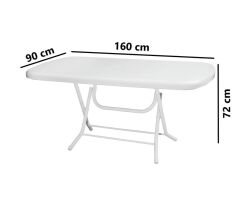 Omnipazar MT-GFM230 Prima Grande Plastik Dikdörtgen Bahçe Balkon Masa 90x160 cm Beyaz