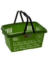 Omnipazar SY-2260 Çift Saplı Plastik Market Taşıma Sepeti Yeşil 6 Adet