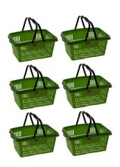 Omnipazar SY-2260 Çift Saplı Plastik Market Taşıma Sepeti Yeşil 6 Adet