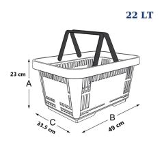 Omnipazar SY-2260 Çift Saplı Plastik Market Taşıma Sepeti Kırmızı 6 Adet