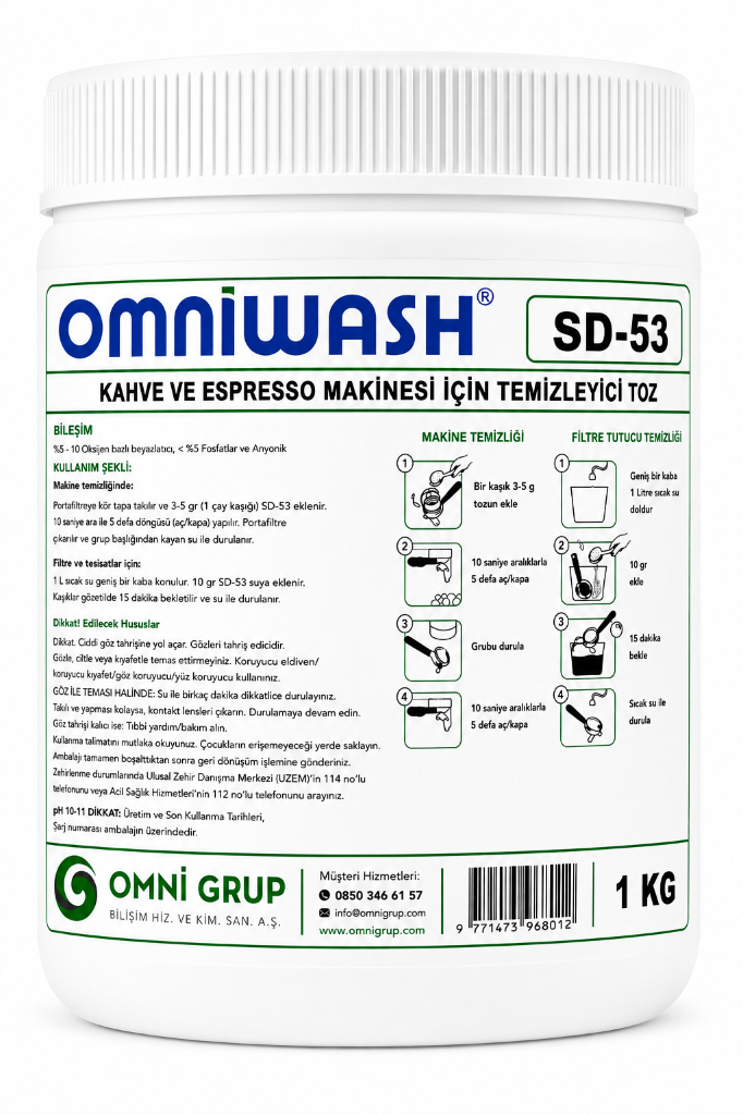 Omniwash SD-53 Kahve ve Espresso Makinesi İçin Temizleyici Toz 1 KG