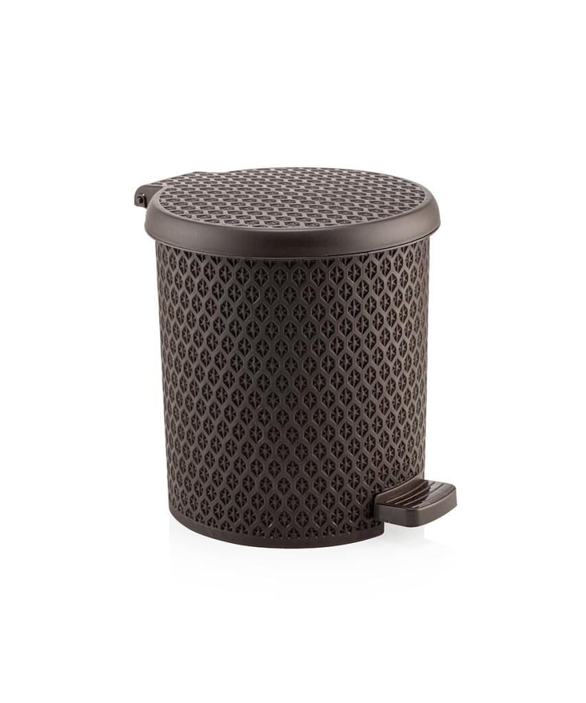 Omnipazar SY-4313 Safir Plastik Pedallı Çöp Kovası 3,5 lt Kahverengi