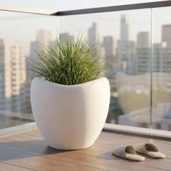Omnipazar SO-LALE02 Lale Saksı Dekoratif Modern Plastik İç Kovalı 25 LT NO:2 Beyaz